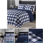 King Size Lightweight Plaid Comforter Set 2 Pillow Shams Blue/white Reversible. Fixed Price $118.99.