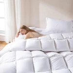 Luxurious California King Feather Down Comforter, 100% Cotton, All Season, White. Fixed Price $116.99.