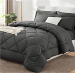 Cozylux Queen Comforter Set - 7PC Dark Grey Luxury Bedding, All Seasons. Fixed Price $59.99.