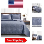 Modern King Size Quilt Set - Coin Pattern Coverlet Ideal For Any Bedroom Style. Fixed Price $64.59.