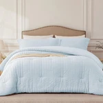 Quataly Skyblue Queen Comforter Set - 3 Pieces Seersucker Lightweight Bedding. Fixed Price $67.93.