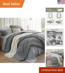 Luxury 7-PIECE King Size Comforter Set Reversible Grey Bedding All Seasons. Fixed Price $60.00.
