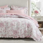 Queen Comforter Set Pink Floral Reversible Ruffle Bedding Madison Park Adele. Fixed Price $124.99.