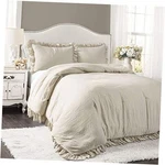Reyna Comforter Ruffled 3 Piece Set With Pillow Sham Size Full Queen Wheat. Fixed Price $155.24.