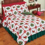 3 Piece Christmas Red Ribbon, Holly & Cardinal King Size Bedroom Comforter Set. Fixed Price $54.95.