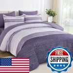 Drucon Purple Comforter Set Queen Size 7 Piece Bag, Boho Striped Beddin. Fixed Price $92.63.