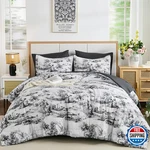 Wongs Bedding King Comforter Set 7 Pieces Black And White Botanical. Fixed Price $112.22.