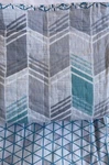 Twin Quilt Sham Set White Gray Teal Zig Zag Chevron Reversible New With Tote. Fixed Price $29.74.