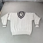 Vintage Gh Bass Sweater Mens Large White Cable Knit Tennis Preppy Fisherman Top. Fixed Price $34.99.