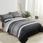Kakijumn Piece Bed Bag Stripe Comforter KING(7 Set), Grey. Fixed Price $91.67.
