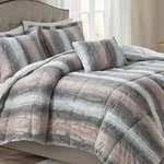 Madison Park Zuri Soft Comforter Faux Fur Animal Stripes Mink Bedding Set King. Fixed Price $94.00.