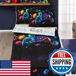 Nice Night Kids Game Console Zippered Comforter Set Galaxy Space Theme Twin Bedd. Fixed Price $73.57.