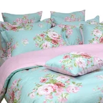 Shabby Floral Duvet Cover Set Pink Grid Cotton Farmhouse Bedding With Zipper .... Fixed Price $119.79.