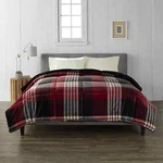 New Cuddl Duds Full/queen Size Cozy Soft Comforter Red/black Plaid Faux Fur. Fixed Price $119.99.