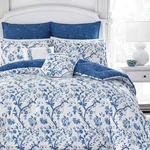 Laura Ashley King Elise Comforter Set Navy: Reversible Bedding, Botanical. Fixed Price $116.99.