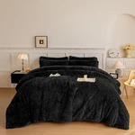 Chovy Faux Fur Plush Black Comforter Sets Full/queen - Ultra Soft Shaggy Flannel. Fixed Price $77.74.