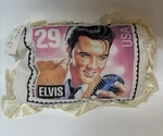 Elvis Presley Collectible Pillow & Teddy Bear Set, White Satin, Music Theme. Fixed Price $15.00.