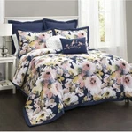 Lush Floral Watercolor Blue King Size 7 Piece Comforter Set. Fixed Price $120.00.