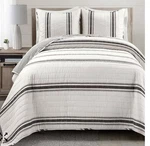 Lush Decor Farmhouse Stripe 3 Piece Quilt Set Black Full/queen Nwt. Fixed Price $59.27.