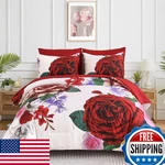 Drucon Red Comforter King Size 7-PIECE Beautiful Rose Bedding Set, Bed-in-a-bag. Fixed Price $67.45.