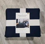 King Washed Cotton Sateen Duvet Cover And Sham Set Dark Navy Threshold New. Fixed Price $40.99.