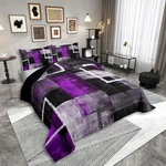 Purple Grey Black Geometric Comforter Set King - Modern Art Bedding All Ages. Fixed Price $102.99.