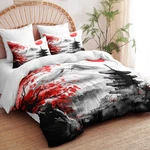 Ccoutuechen Black Red Japanese Comforter Set King, Mount Fuji Asian Landscape. Fixed Price $85.62.