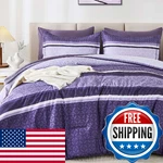 Wongs Bedding 7 Pieces Comforter Set King Size,purple Striped Bag. Fixed Price $72.97.
