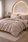 Natural Linen Duvet Cover And Two Pillow Bedding Softened Comfoter. Fixed Price $159.00.
