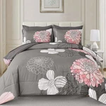 New 7PC Comforter Set Queen/king Black/grey Floral Bed Bag Free Shipping. Fixed Price $55.85.