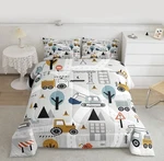 Cartoon Kids Queen Comforter Set Construction Trucks Bedding 3 Piece New. Fixed Price $69.99.