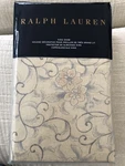 Blue Gray Scroll Beige Linen Like Cotton Ralph Lauren Madalena Audrey King Sham. Fixed Price $39.99.