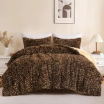 MELO10PM Leopard Print Fluffy Faux Fur Comforter Set King Size, 3 Pieces Brow.... Fixed Price $107.93.