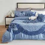 Tache Satin Lace Ruffled Floral Victorian Luxury Blue 6PC Comforter Bedding Set. Fixed Price $229.69.