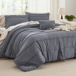 Bedsure Dark Grey King Size Comforter - 4 Pieces Pinch Pleat Set, Down. Fixed Price $15.99.