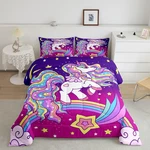 Feelyou Galaxy Twin Size Unicorn Glitter Bedding Set For Girls - Star Rainbow. Fixed Price $105.57.