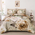 Floral Comforter Set Queen 7 Pieces Khaki Flower Bedding Dintszyayue Size Soft. Fixed Price $89.99.