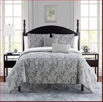 Waterford Angela Floral Damask Jacquard Grey Charcoal 3P Queen Comforter Set. Fixed Price $144.46.