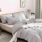 Nanko King Size Comforter Set Grey And White Striped Print Pattern Soft. Fixed Price $75.57.