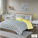 Intelligent Design Nadia Duvet Cover Set Cal King Size - Yellow And Gray. Fixed Price $49.99.