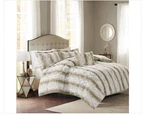 King Size Faux Fur Comforter Set, Sand - 4 Piece. Fixed Price $108.00.