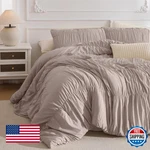 Masaca Ruched Comforter Set QUEEN,3 Pieces Farmhouse Shabby Boho Chic Ruffle Bed. Fixed Price $118.95.