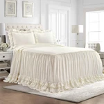 Ella Ruffle Lace Bedspread 3 Piece Set King Ivory Cute Bedding. Fixed Price $142.01.