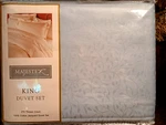 3PC King Leaf Design Lt. Blue Jacquard Duvet Cover & Shams Set New Package. Fixed Price $48.99.
