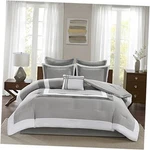 Malcom Cozy Comforter Set - Modern Trendy Design, All Queen Hotel Deluxe Gray. Fixed Price $116.50.