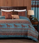 Chezmoi Collection 7-PIECE Southwestern Wild Horses Comforter Set, Turquoise. Fixed Price $102.99.