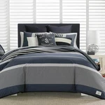 Nautica Reversible 3-PIECE Charcoal Gray Striped Cotton King Comforter Set. Fixed Price $106.11.