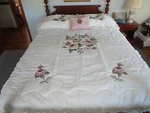 Nip English Rose Queen Bedspread 2 Shams & Accent Pillow - 100" X 105". Fixed Price $169.00.