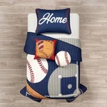 4PC Baseball Game Reversible Oversized Quilt Set Navy/gray - Lush Cor. Fixed Price $43.99.