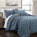 Lush Decor Ravello Pintuck 5-PIECE Comforter Set Stormy Blue King. Fixed Price $134.99.